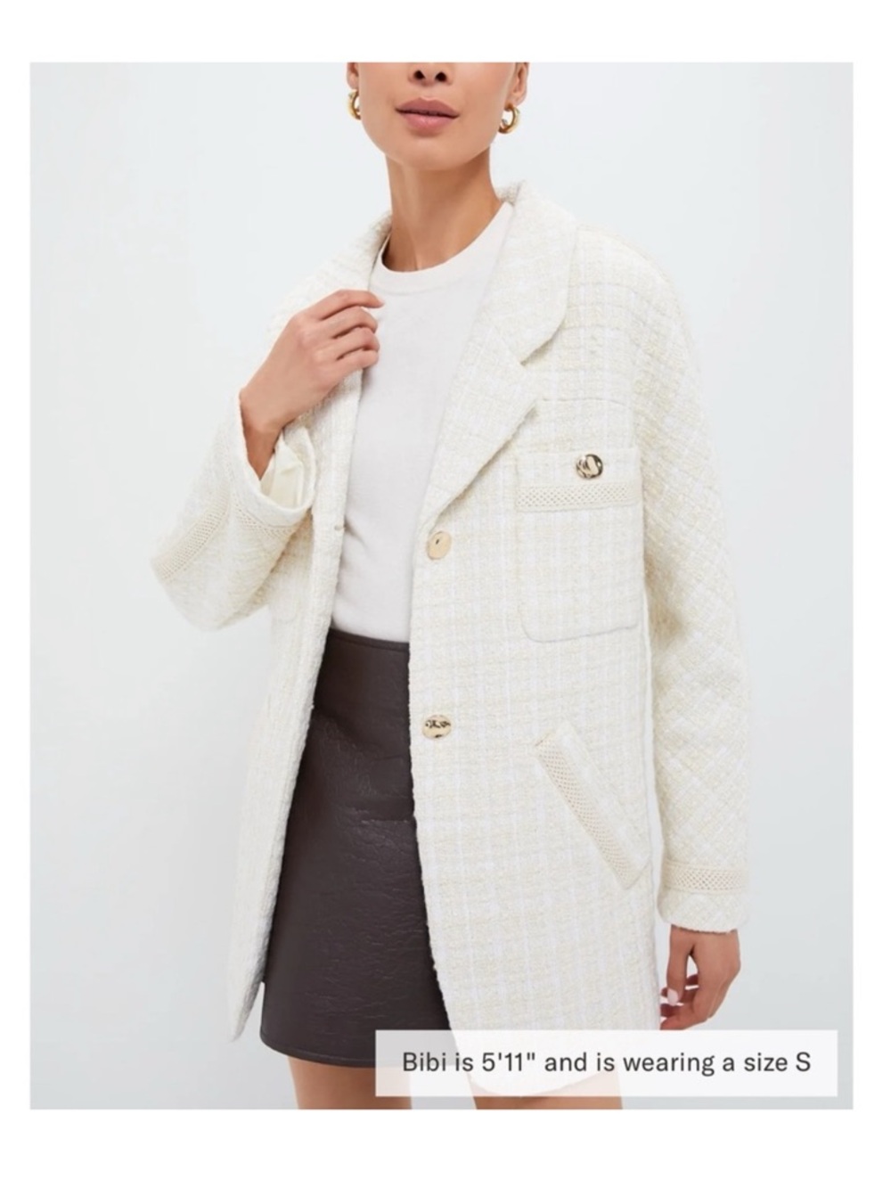 Tuckernuck Renata Tweed Jacket Ivory Gold Buttons Blazer NWT women’s Medium